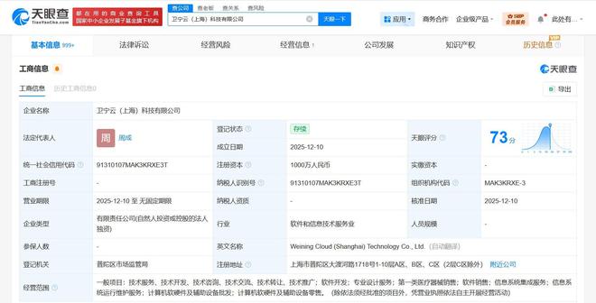 衛寧健康成立衛寧云科技公司，注冊資本1000萬加碼數字醫療